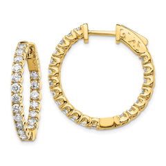 14k Diamond Round Hoop w/Safety Clasp Earrings - 10