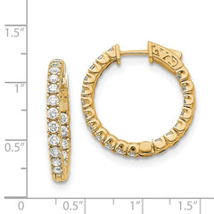 14k Diamond Round Hoop w/Safety Clasp Earrings - 11