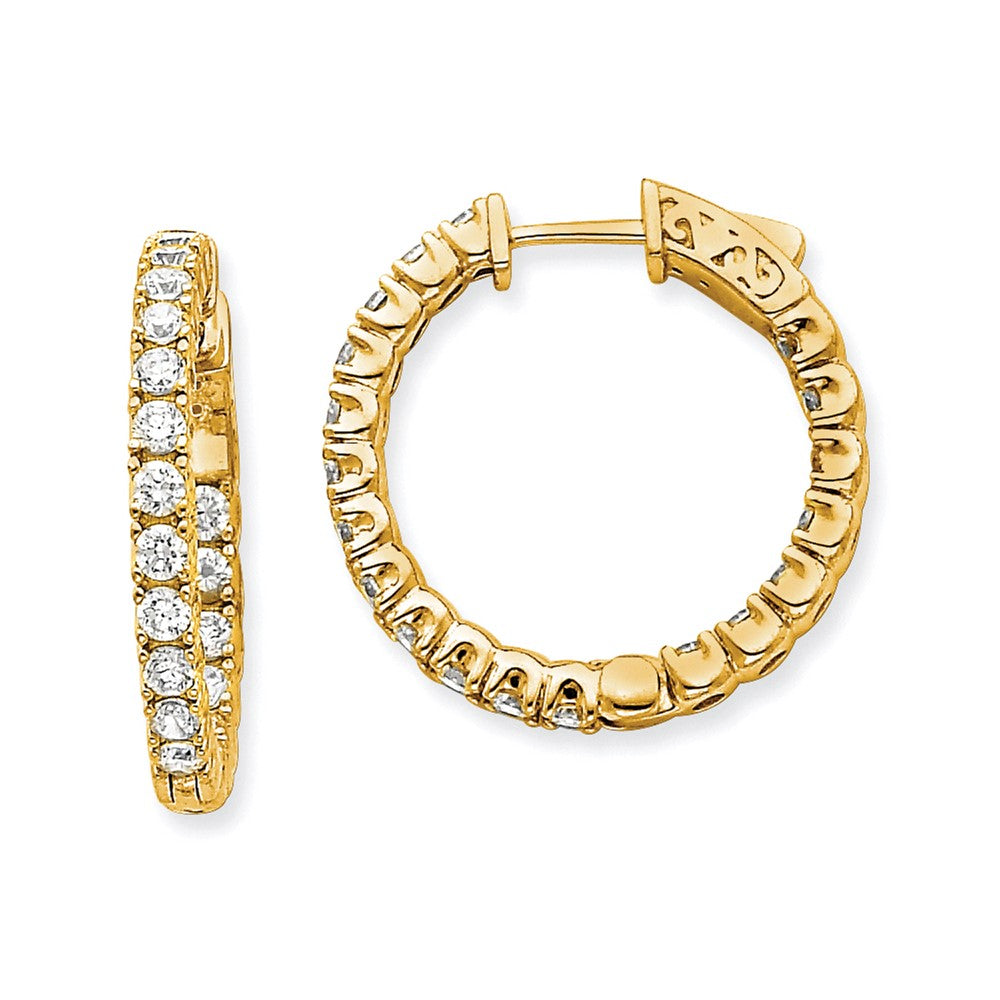 14k Diamond Round Hoop w/Safety Clasp Earrings - 11