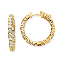 14k Diamond Round Hoop w/Safety Clasp Earrings - 11