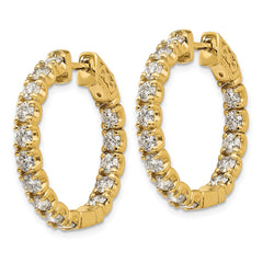 14k Diamond Round Hoop w/Safety Clasp Earrings - 33
