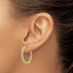 14k Diamond Round Hoop w/Safety Clasp Earrings - 33