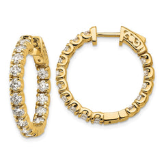 14k Diamond Round Hoop w/Safety Clasp Earrings - 33