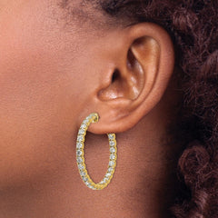 14k Diamond Round Hoop w/Safety Clasp Earrings - 34