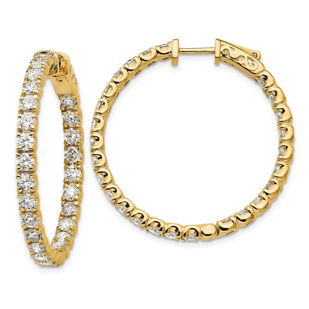 14k Diamond Round Hoop w/Safety Clasp Earrings - 34