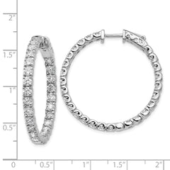 14k White Gold Round Hoop w/Safety Clasp Earring Mountings - 13