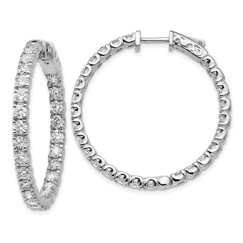 14k White Gold Round Hoop w/Safety Clasp Earring Mountings - 13