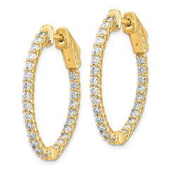 14k Diamond Oval Hoop w/Safety Clasp Earrings - 5