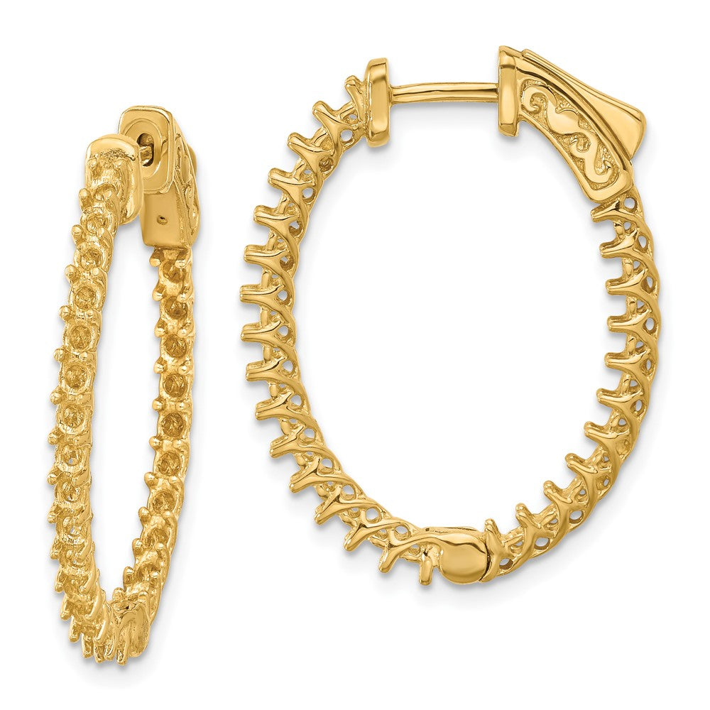 14k Oval Hoop w/Safety Clasp Earring Mountings - 4
