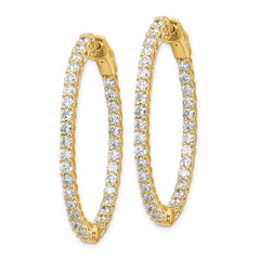 14k Diamond Oval Hoop w/Safety Clasp Earrings - 6