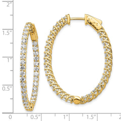 14k Diamond Oval Hoop w/Safety Clasp Earrings - 6