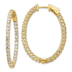 14k Diamond Oval Hoop w/Safety Clasp Earrings - 6