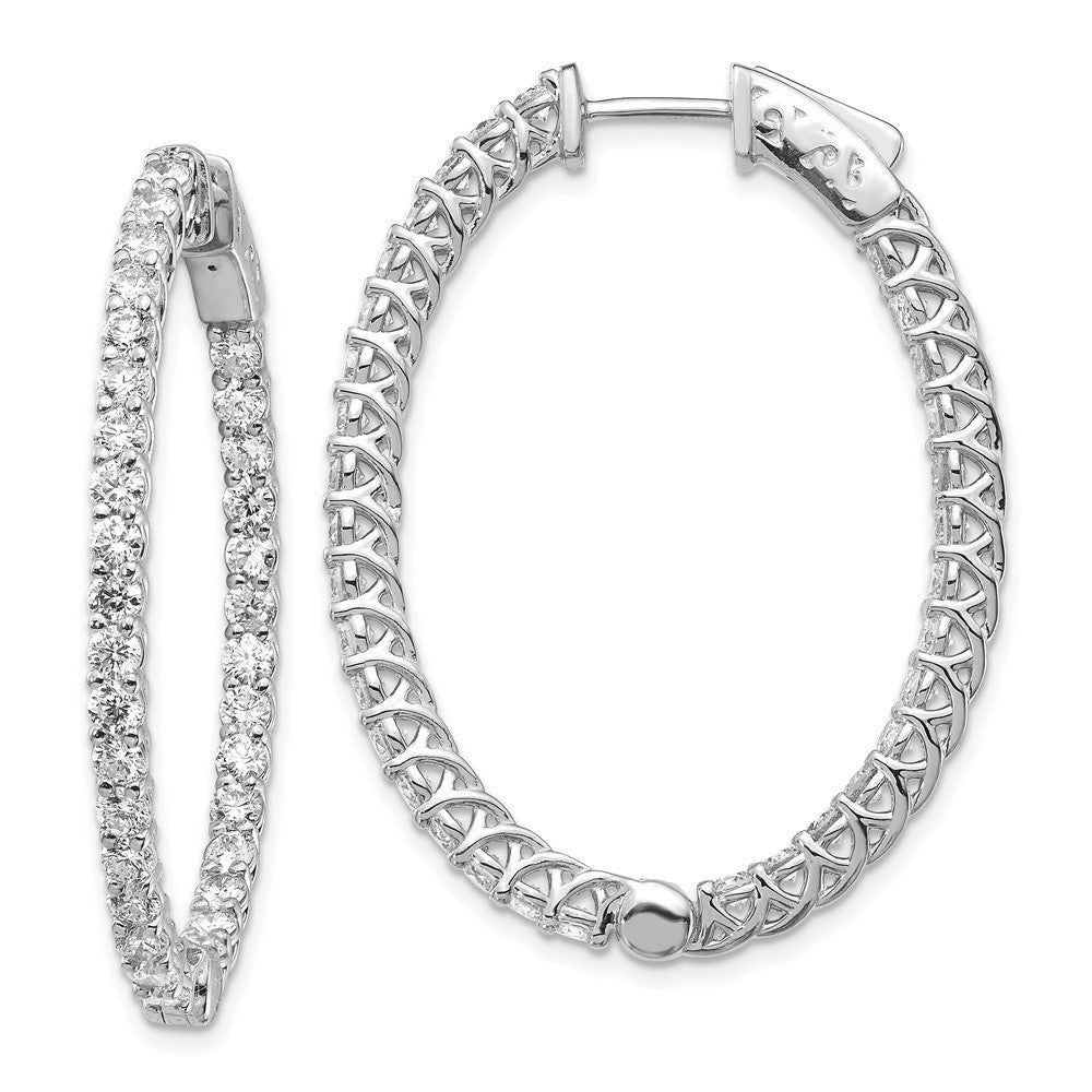 14k White Gold Oval Hoop w/Safety Clasp Earring Mountings