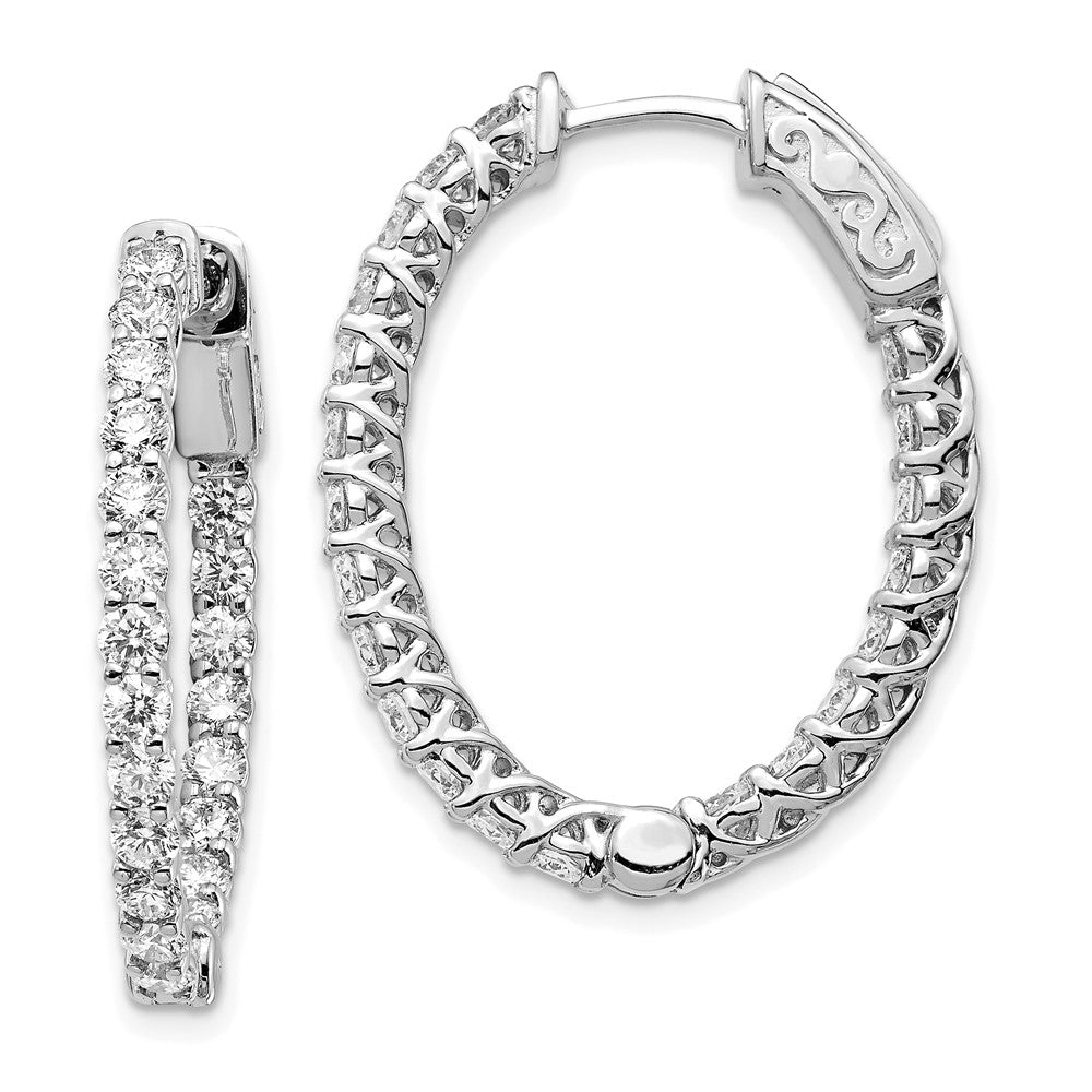 14k White Gold Oval Hoop w/Safety Clasp Earring Mountings - 2