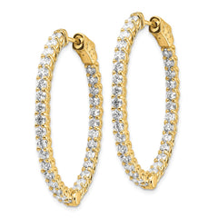 14k Diamond Oval Hoop w/Safety Clasp Earrings - 2