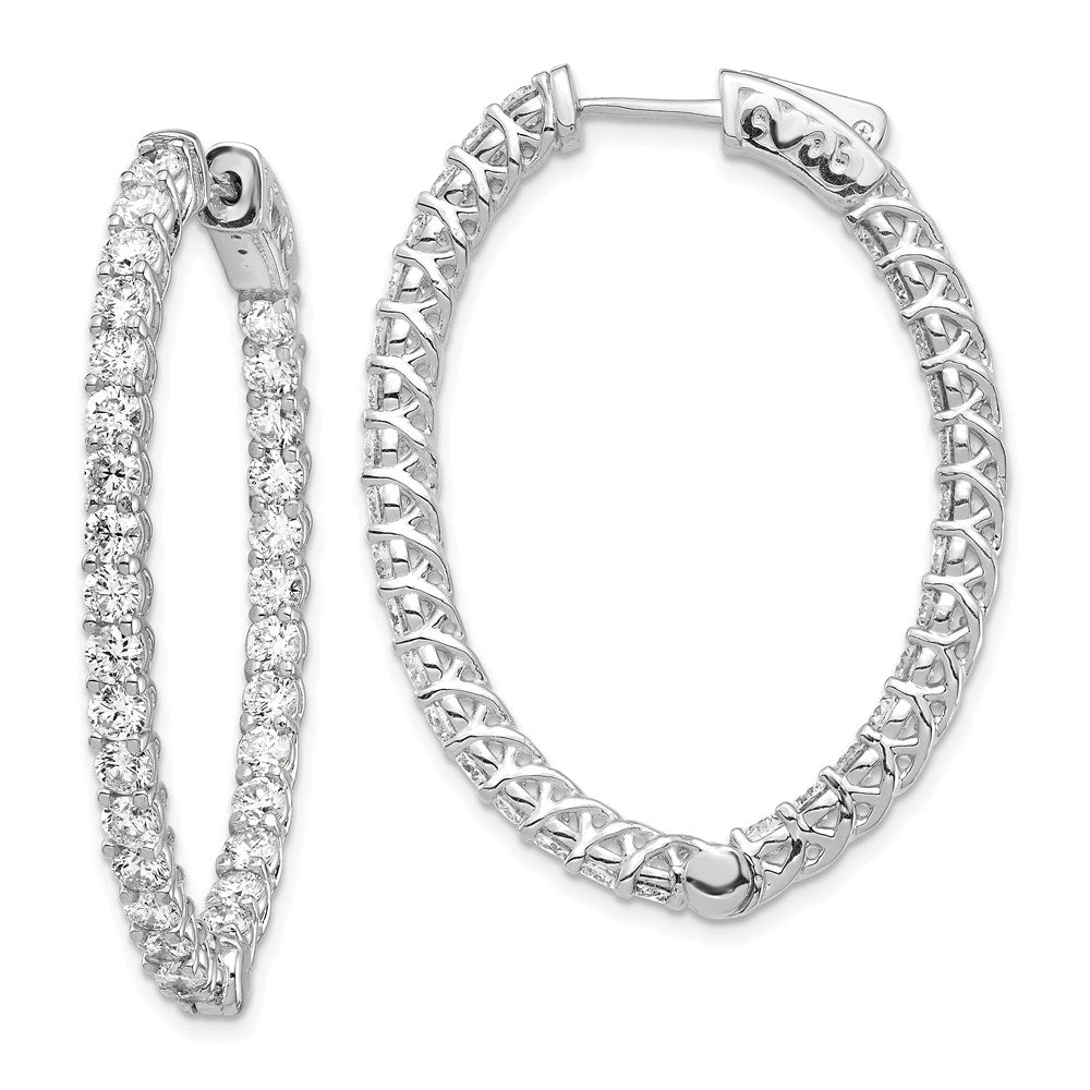 14k White Gold Oval Hoop w/Safety Clasp Earring Mountings - 3