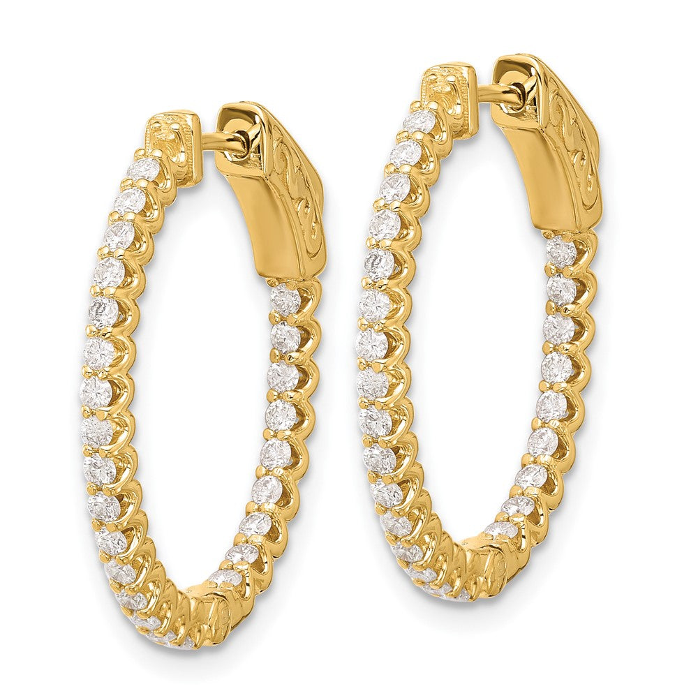14K 1.04ct. 52-1.5mm In/Out Oval Hoop w/ Safety Clasp Earring