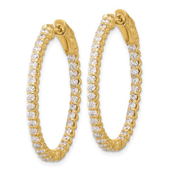 14K 2.3ct  66-2.0mm In/Out  Oval Hoop w/ Safety Clasp Diamond Earrings