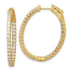 14K 2.3ct  66-2.0mm In/Out  Oval Hoop w/ Safety Clasp Diamond Earrings