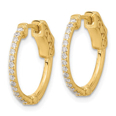 14K .3ct  30-1.2mm Round Hoop w/ Safety Clasp Diamond Earrings