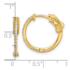 14K .3ct  30-1.2mm Round Hoop w/ Safety Clasp Diamond Earrings