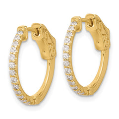 14K .40ct  26-1.5mm Round Hoop w/ Safety Clasp Diamond Earrings