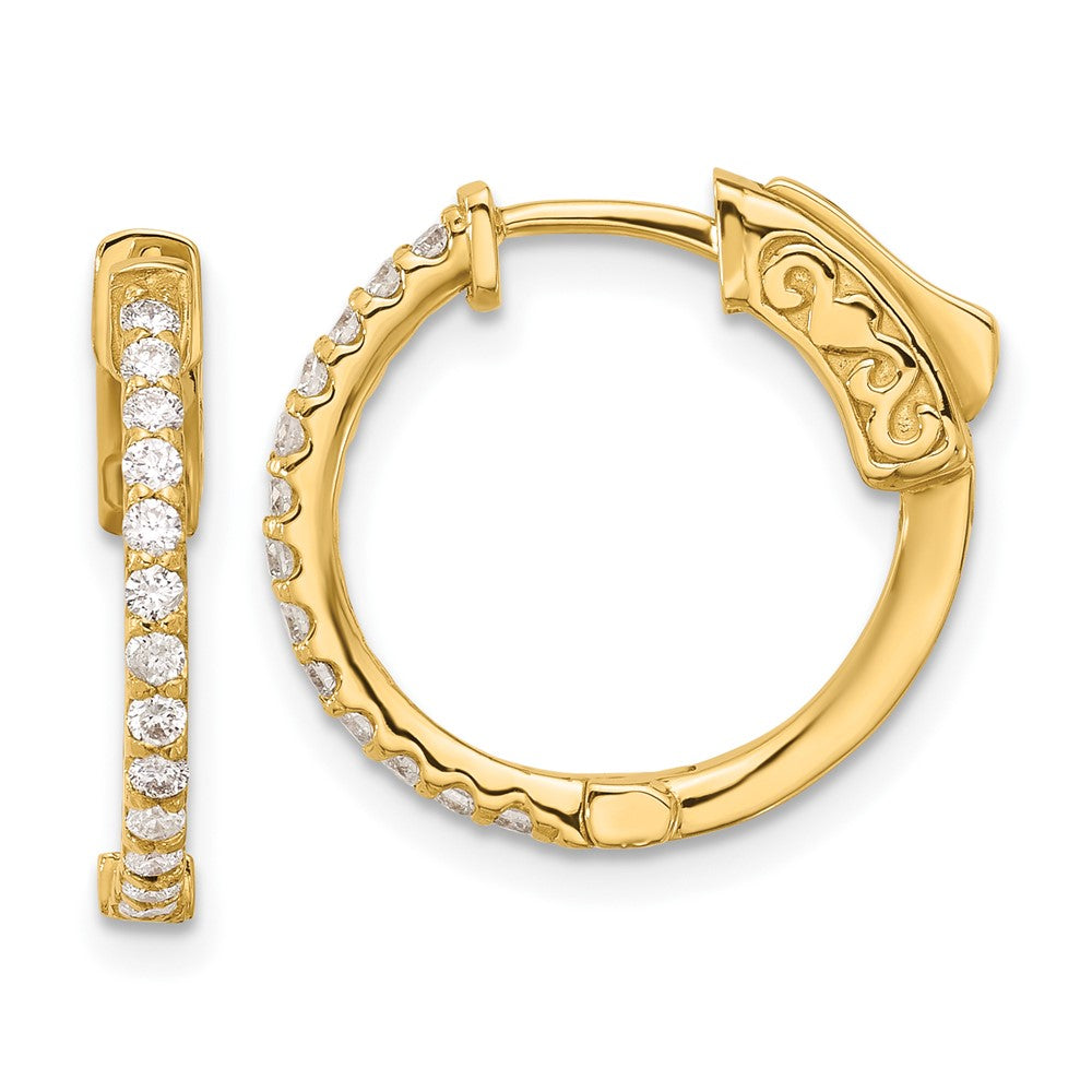 14K .40ct  26-1.5mm Round Hoop w/ Safety Clasp Diamond Earrings