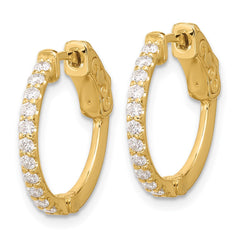 14K .44ct  22-1.7mm Round Hoop w/ Safety Clasp Diamond Earrings