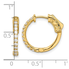14K .44ct  22-1.7mm Round Hoop w/ Safety Clasp Diamond Earrings