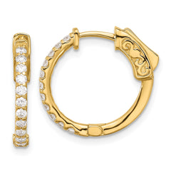 14K .44ct  22-1.7mm Round Hoop w/ Safety Clasp Diamond Earrings