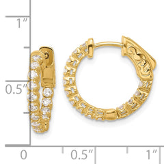 14K .62ct  28-1.75mm In/Out  Hoop w/ Safety Clasp Diamond Earrings