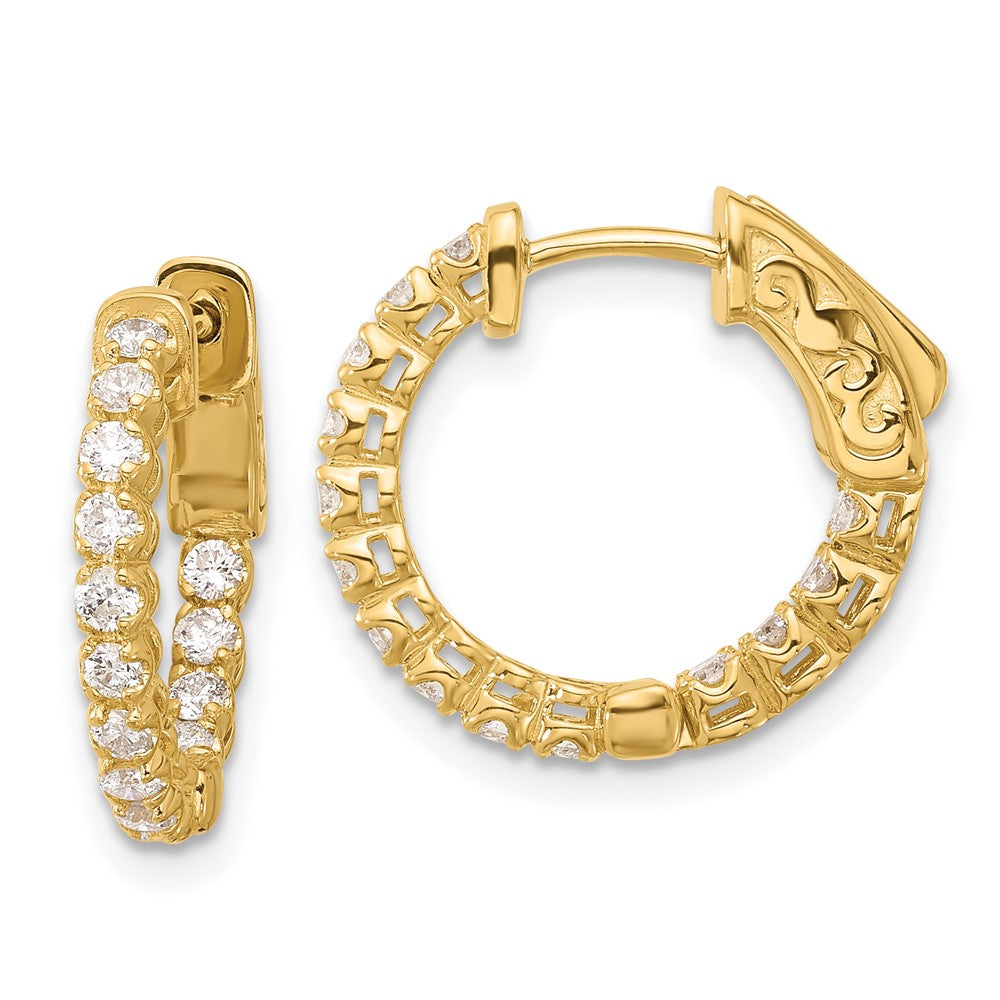 14K .62ct  28-1.75mm In/Out  Hoop w/ Safety Clasp Diamond Earrings