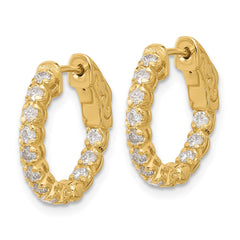 14K .84ct  24-2.0mm In/Out  Hoop w/ Safety Clasp Diamond Earrings
