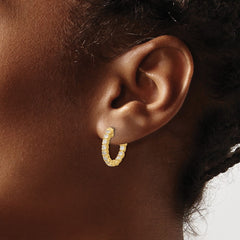 14K .84ct  24-2.0mm In/Out  Hoop w/ Safety Clasp Diamond Earrings