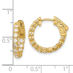 14K .84ct  24-2.0mm In/Out  Hoop w/ Safety Clasp Diamond Earrings