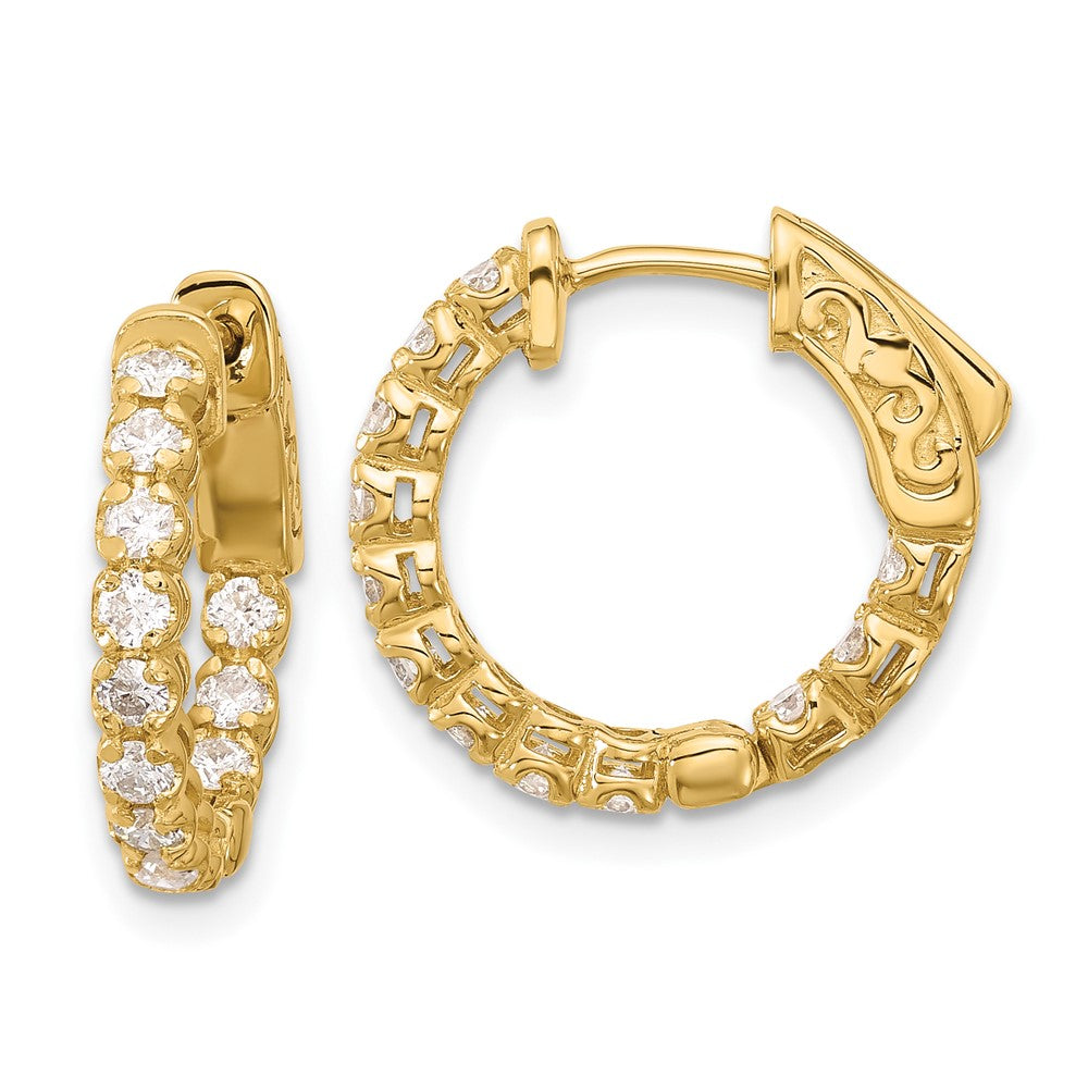 14K .84ct  24-2.0mm In/Out  Hoop w/ Safety Clasp Diamond Earrings