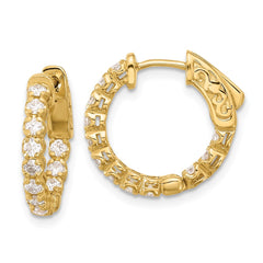 14K .84ct  24-2.0mm In/Out  Hoop w/ Safety Clasp Diamond Earrings