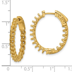 14K 2.1ct  36-2.5mm In/Out Oval Hoop w/ Safety Clasp Earring Mountings