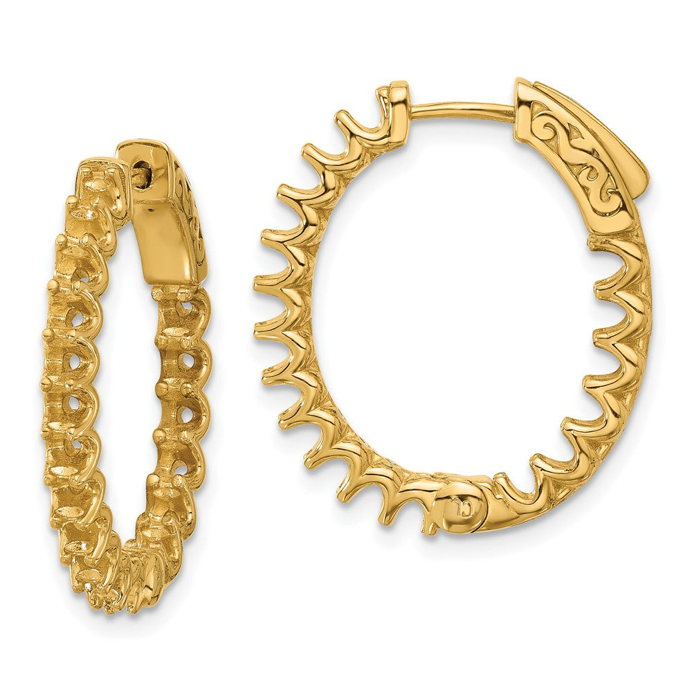 14K 2.1ct  36-2.5mm In/Out Oval Hoop w/ Safety Clasp Earring Mountings