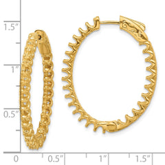 14K 3.1ct  52-2.5mm In/Out Oval Hoop w/ Safety Clasp Earring Mountings