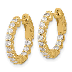 14K 1.2ct  24-2.3mm Round Hoop w/ Safety Clasp Diamond Earrings