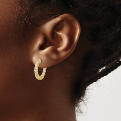 14K 1.2ct  24-2.3mm Round Hoop w/ Safety Clasp Diamond Earrings