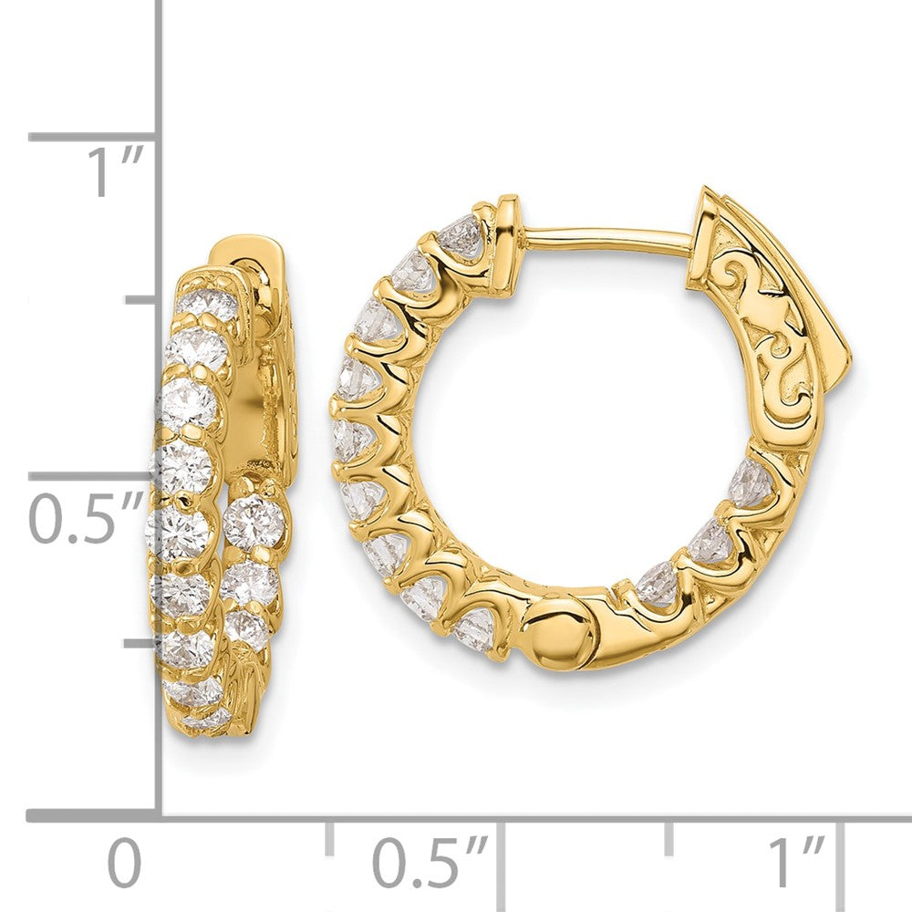 14K 1.2ct  24-2.3mm Round Hoop w/ Safety Clasp Diamond Earrings