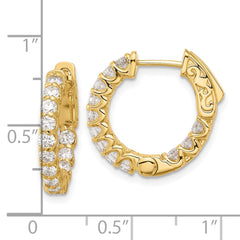 14K 1.2ct  24-2.3mm Round Hoop w/ Safety Clasp Diamond Earrings