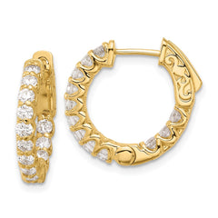 14K 1.2ct  24-2.3mm Round Hoop w/ Safety Clasp Diamond Earrings