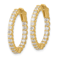 14K 2.1ct  42-2.3mm In/Out  Hoop w/ Safety Clasp Diamond Earrings