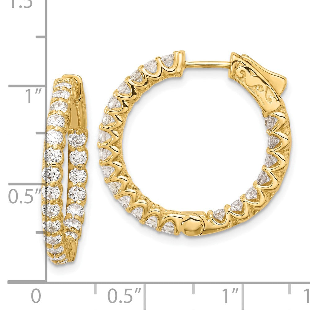 14K 2.1ct  42-2.3mm In/Out  Hoop w/ Safety Clasp Diamond Earrings