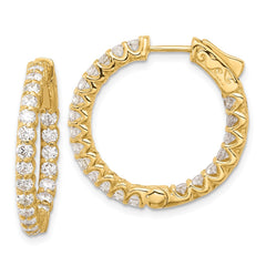 14K 2.1ct  42-2.3mm In/Out  Hoop w/ Safety Clasp Diamond Earrings