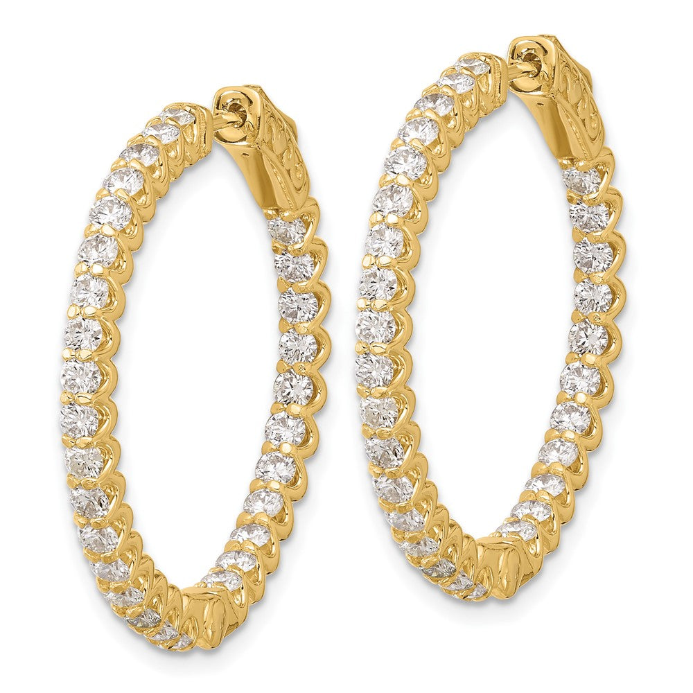 14K 2.9ct 58-2.3mm In/Out Hoop w/ Safety Clasp Diamond Earrings