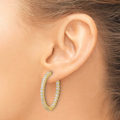 14K 2.9ct 58-2.3mm In/Out Hoop w/ Safety Clasp Diamond Earrings